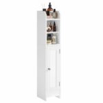 Slim Bathroom Storage Cabinet with Door, Adjustable Shelves, Cloud White