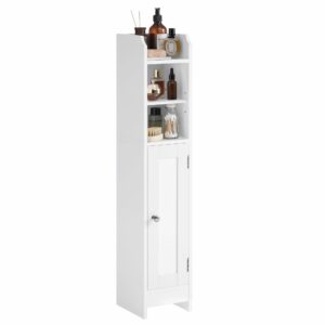 Slim Bathroom Storage Cabinet with Door, Adjustable Shelves, Cloud White