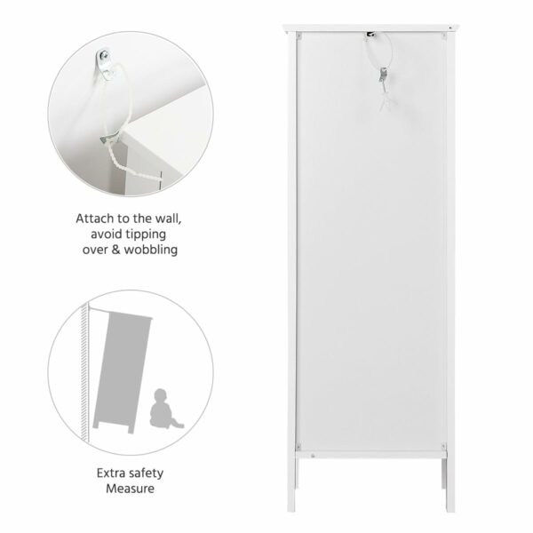 Slim white bathroom cabinet with drawer and 2 shelves