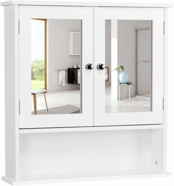 Modern Bathroom Mirror Cabinet – Wall Mounted White