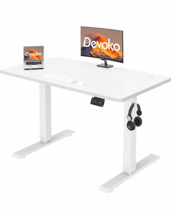 Electric Standing Desk 100x60cm Sit Stand Table Height Adjustable White