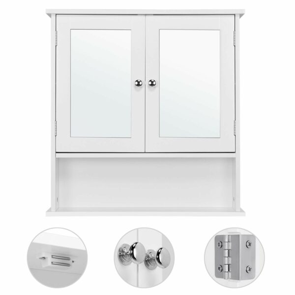 Modern Bathroom Mirror Cabinet – Wall Mounted White
