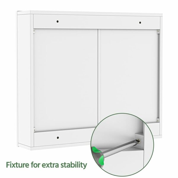 Bathroom Mirror Cabinet – Wall Mounted, 3 Doors, Adjustable Shelf, White