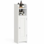 Freestanding Bathroom Floor Storage Cabinet with Door and Adjustable Shelves