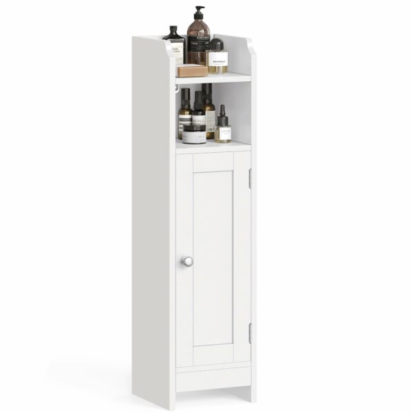 Freestanding Bathroom Floor Storage Cabinet with Door and Adjustable Shelves