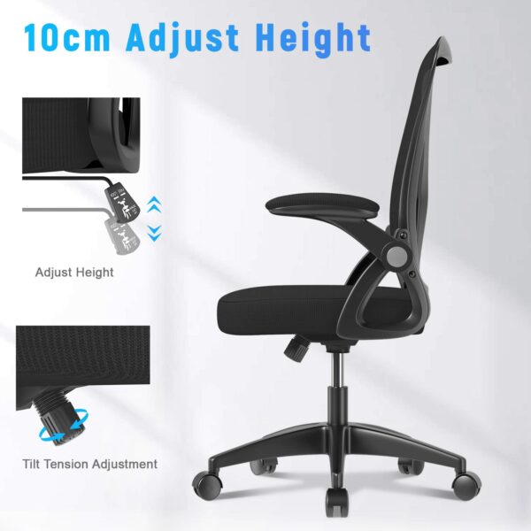 Ergonomic Office Chair with Flip-up Armrests & Lumbar Support – Height Adjustable