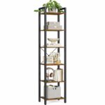Industrial 6-Tier Bookshelf, Rustic Brown and Black
