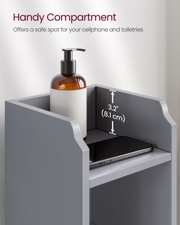 Slim Freestanding Bathroom Storage Cabinet with Door and Adjustable Shelves
