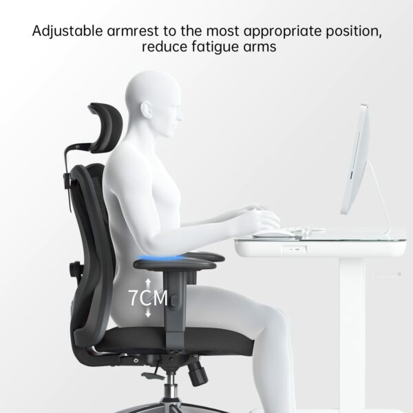 Ergonomic Office Chair with Adjustable Headrest & Lumbar Support – Pure Black