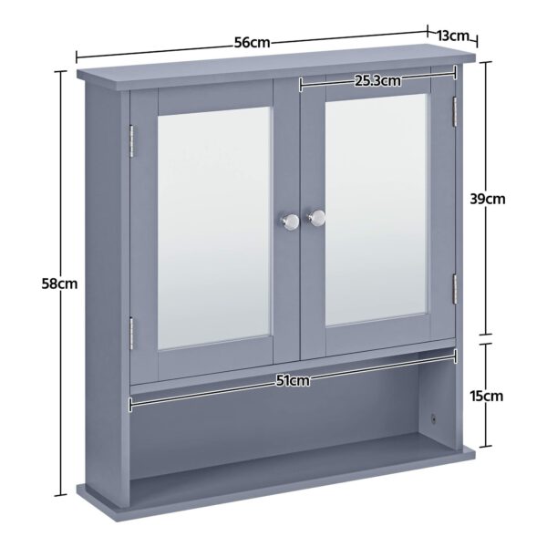 Bathroom Mirror Cabinet – Wall-Mounted Grey