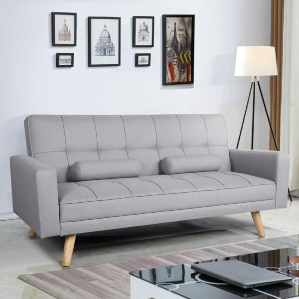 Modern Velvet Sofa Bed 3 Seater Click Clack Sofa Grey