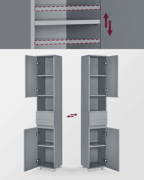 Tall Slim Bathroom Storage Cabinet Grey