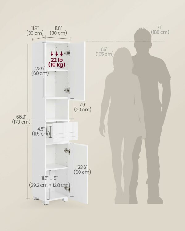 Tall Slim Bathroom Storage Cabinet White