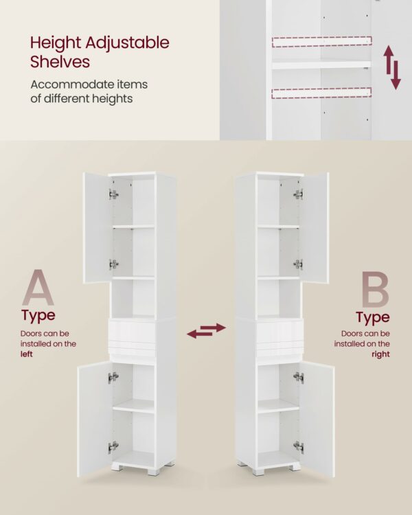 Tall Slim Bathroom Storage Cabinet White