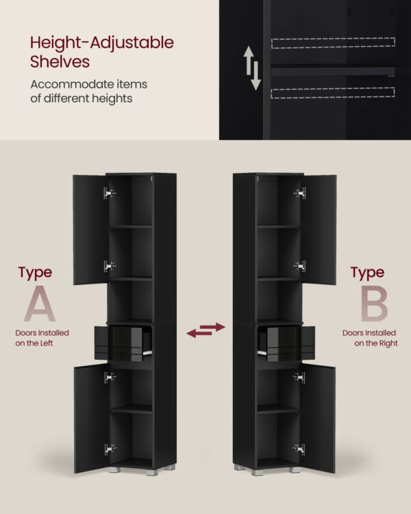 Tall Slim Bathroom Storage Cabinet Black
