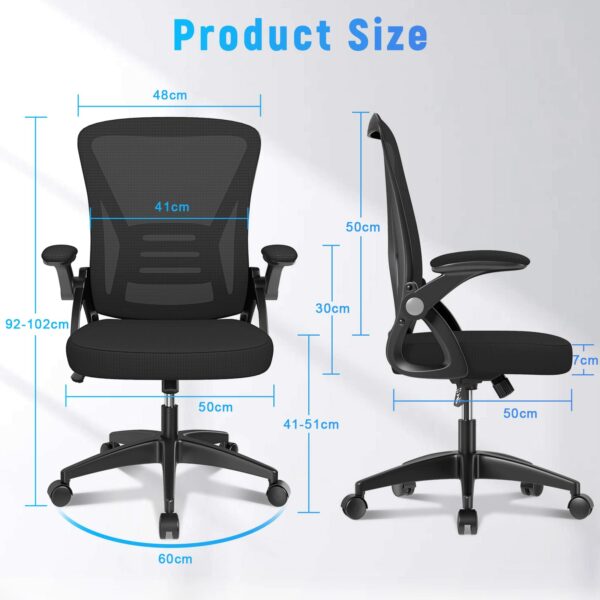 Ergonomic Office Chair with Flip-up Armrests & Lumbar Support – Height Adjustable