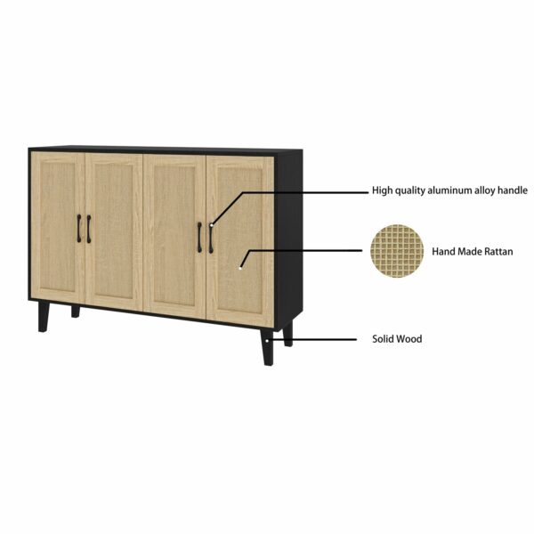 Black Rattan Sideboard Cabinet