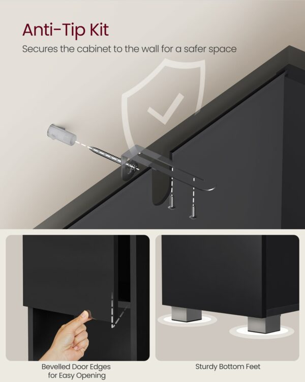Tall Slim Bathroom Storage Cabinet Black