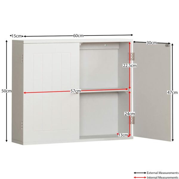 Wall Mounted Bathroom Cabinet with Double Doors, White