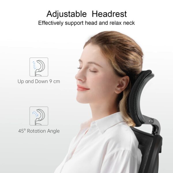 Ergonomic Office Chair with Adjustable Headrest & Lumbar Support – Pure Black