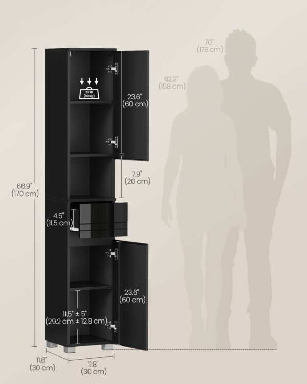 Tall Slim Bathroom Storage Cabinet Black