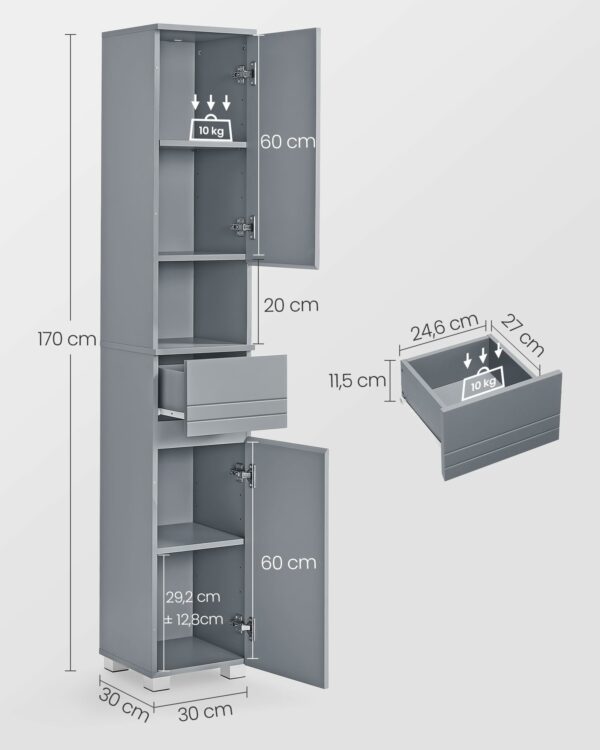 Tall Slim Bathroom Storage Cabinet Grey