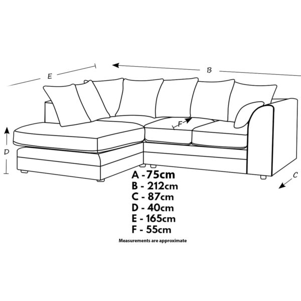 Fabric Corner Sofa Grey Soft Jumbo Cord 3-4 Seater Corner Sofa Grey Right Hand