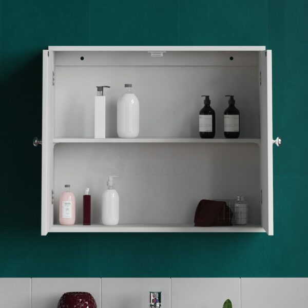 Wall Mounted Bathroom Cabinet with Double Doors, White