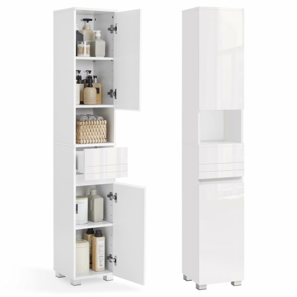 Tall Slim Bathroom Storage Cabinet White