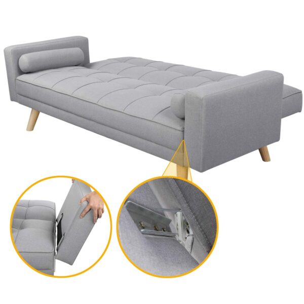 Modern Velvet Sofa Bed 3 Seater Click Clack Sofa Grey