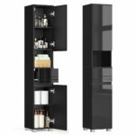 Tall Slim Bathroom Storage Cabinet Black