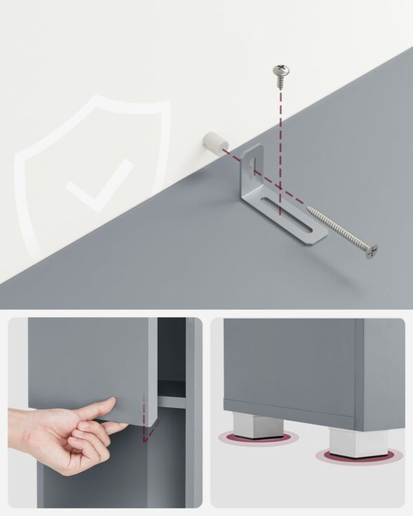 Tall Slim Bathroom Storage Cabinet Grey