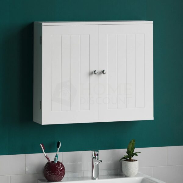 Wall Mounted Bathroom Cabinet with Double Doors, White