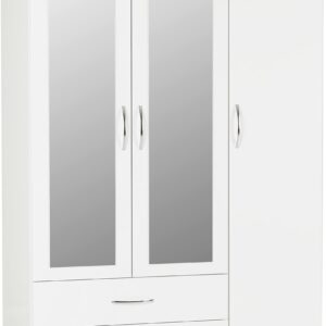Wardrobe 3 Door 2 Drawer in White Gloss