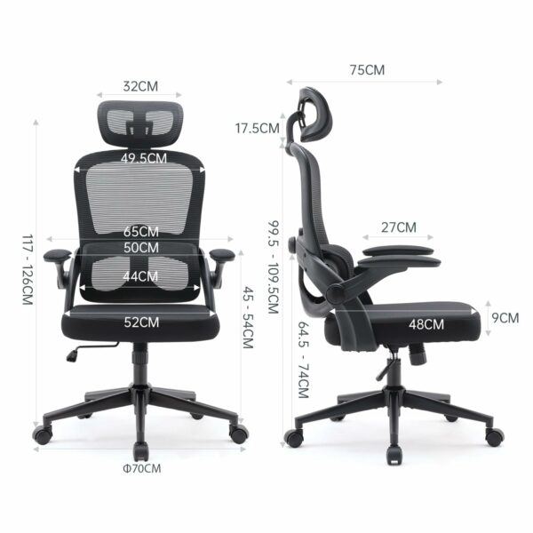 High Back Mesh Office Chair with Adjustable Lumbar Support (Black)