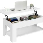 Lift Up Coffee Table Wooden Lifting Coffee Table with Hidden Storage White