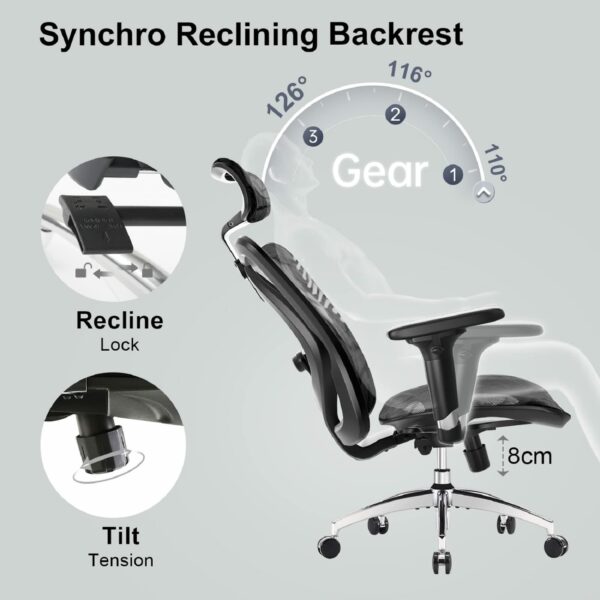 Ergonomic Mesh Office Chair with Adjustable Lumbar Support & 3D Armrests – Black