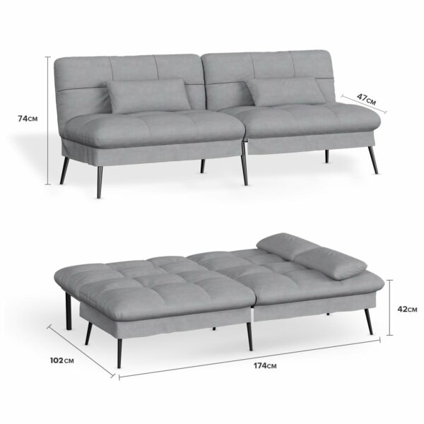 Fabric Sofa Bed 3 Seater Fabric Grey