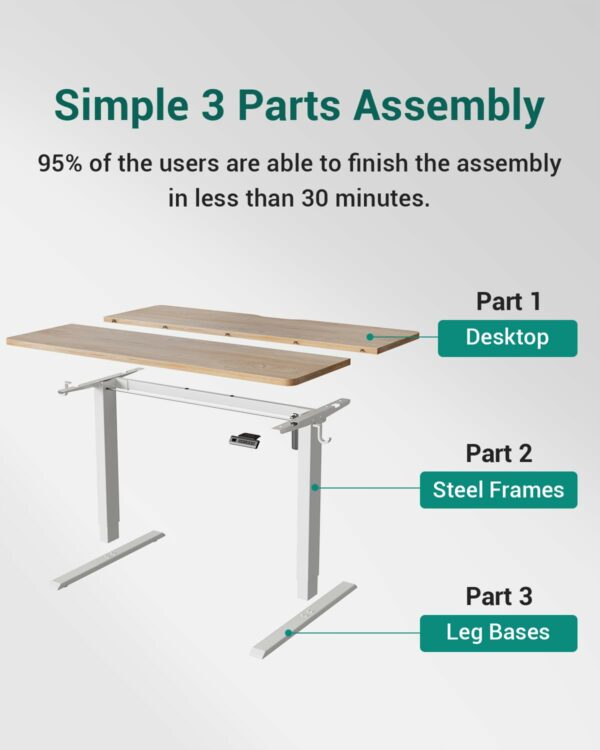 Electric Height Adjustable Standing Desk – 100x60 cm