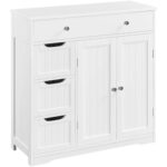 Bathroom Floor Cabinet – Freestanding Storage Unit with 4 Drawers & 2 Doors White