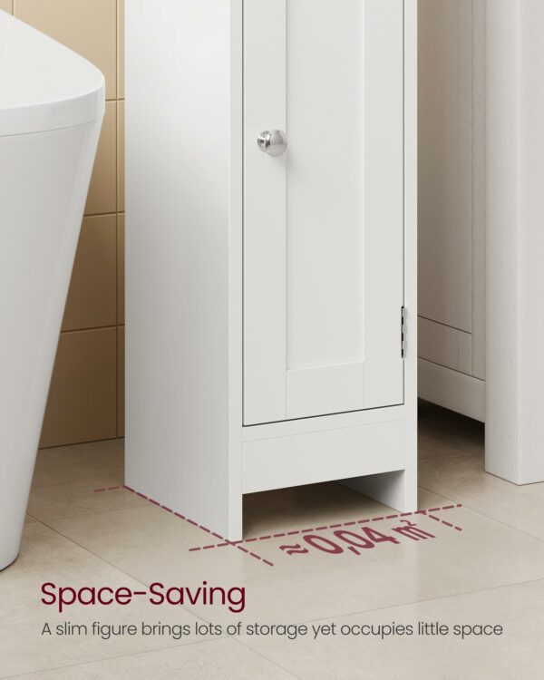 Slim Bathroom Storage Cabinet with Door, Adjustable Shelves, Cloud White
