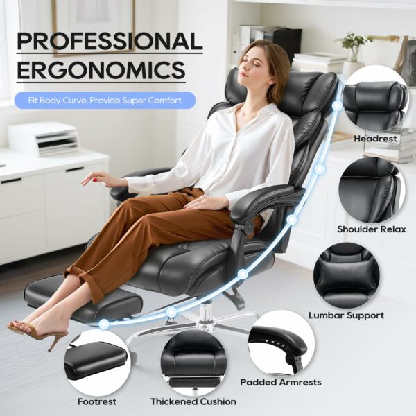 Ergonomic Executive Office Chair with Footrest & Lumbar Pillow