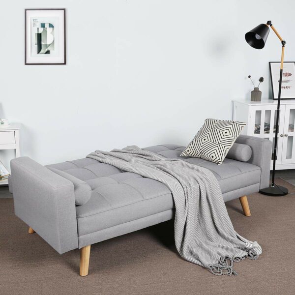 Modern Velvet Sofa Bed 3 Seater Click Clack Sofa Grey