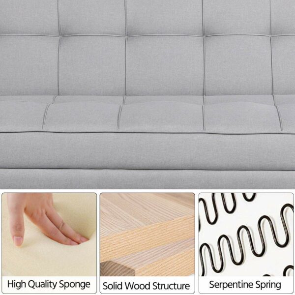 Modern Velvet Sofa Bed 3 Seater Click Clack Sofa Grey