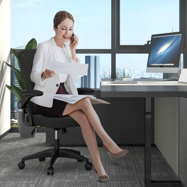 Ergonomic Office Chair with Flip-up Armrests & Lumbar Support – Height Adjustable