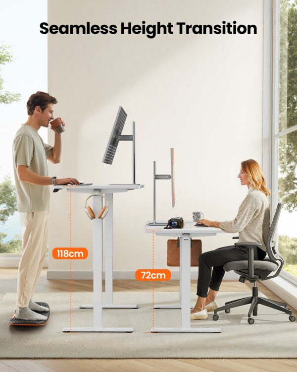 Electric Standing Desk Height Adjustable 120 x 60cm White