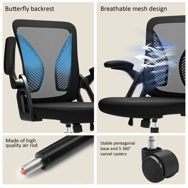 Ergonomic High Back Office Chair with Adjustable Armrest & Lumbar Support – Black