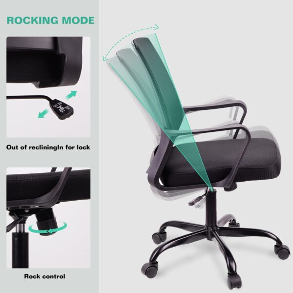Adjustable Ergonomic Mesh Office Chair with Lumbar Support, Height Adjustment, 360° Swivel & Tilt – Black