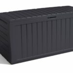 270L Outdoor Garden Storage Box, Graphite Wood Effect, Weather-Resistant, 2-Year Warranty