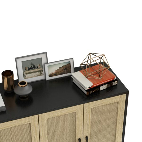 Black Rattan Sideboard Cabinet